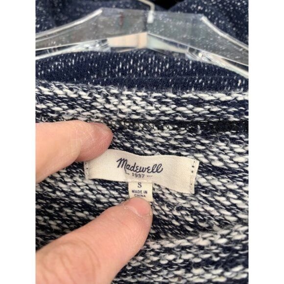 Madewell Crew Neck Small Terry Sweatshirt Sweater Straight Hem Two Side Pockets - Picture 2 of 6